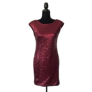 BlinQ Deep Red Sequin Cocktail Mini Dress, size US 8